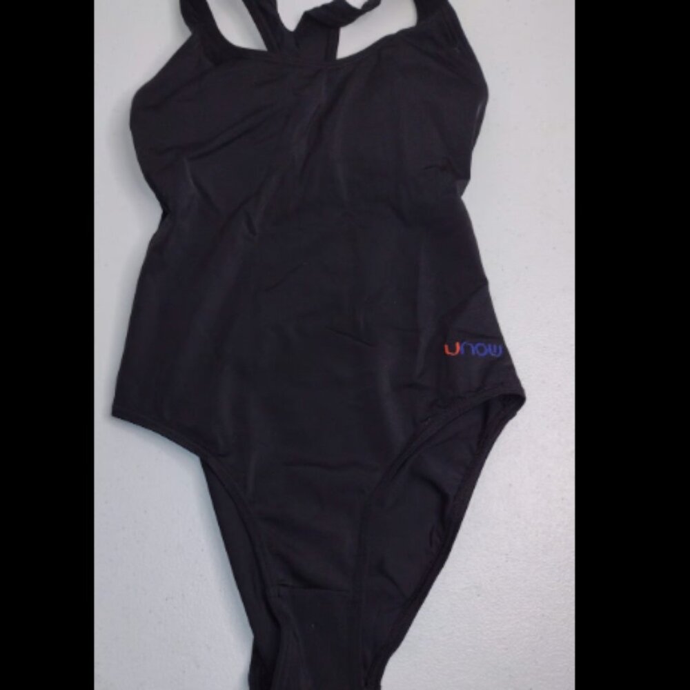 UNOW Womens XXS Black Swim Suit Training Racerback One Piece Swimsuit (D2)